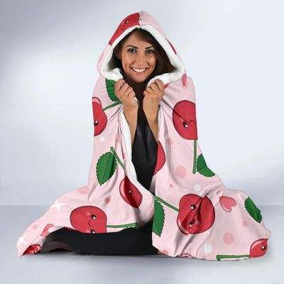 Cherry Pattern Print Design CH02 Hooded Blanket-JORJUNE.COM