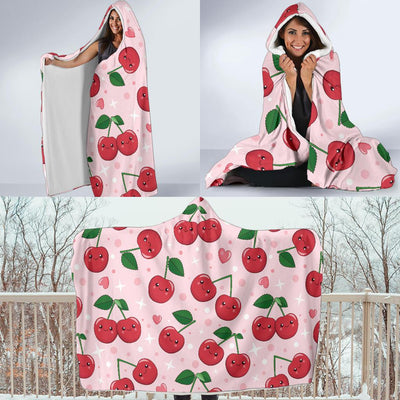 Cherry Pattern Print Design CH02 Hooded Blanket-JORJUNE.COM