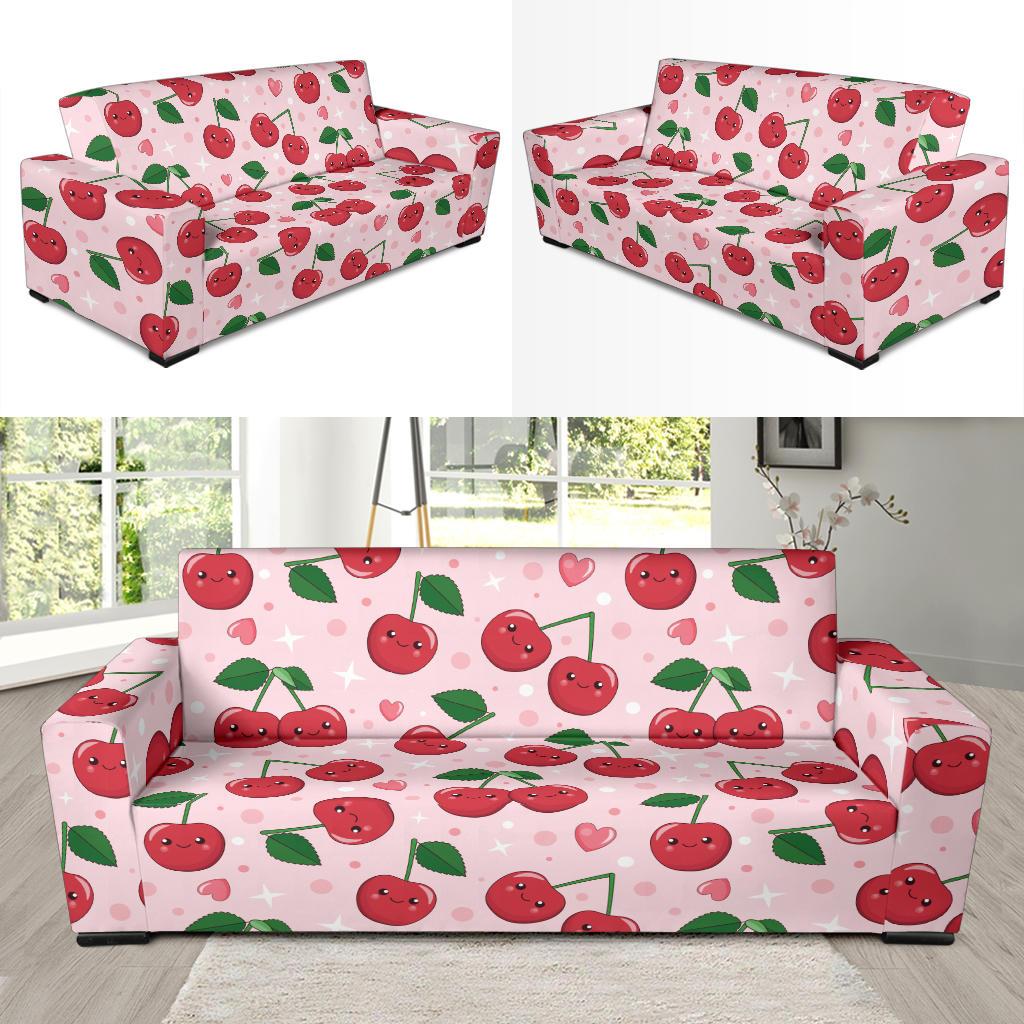 Cherry Pattern Print Design CH02 Sofa Slipcover-JORJUNE.COM