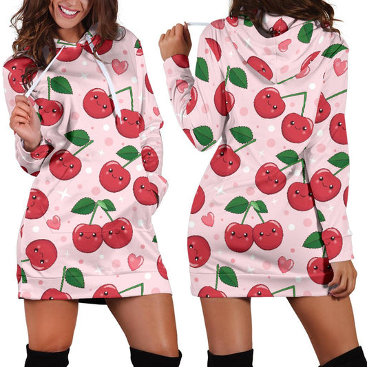 Cherry Pattern Print Design CH02 Women Hoodie Dress