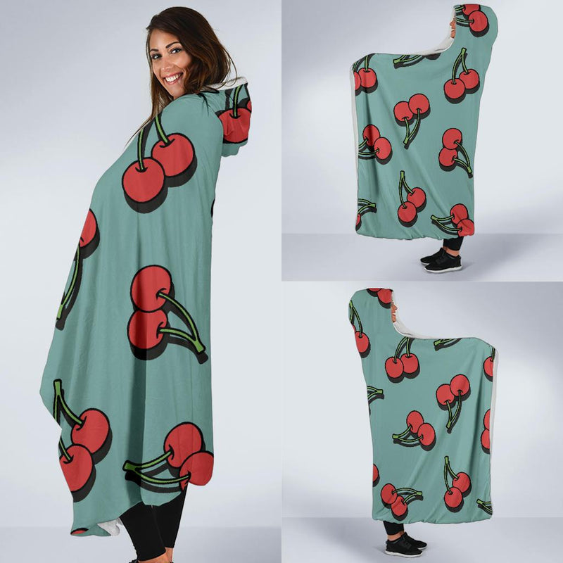 Cherry Pattern Print Design CH03 Hooded Blanket-JORJUNE.COM