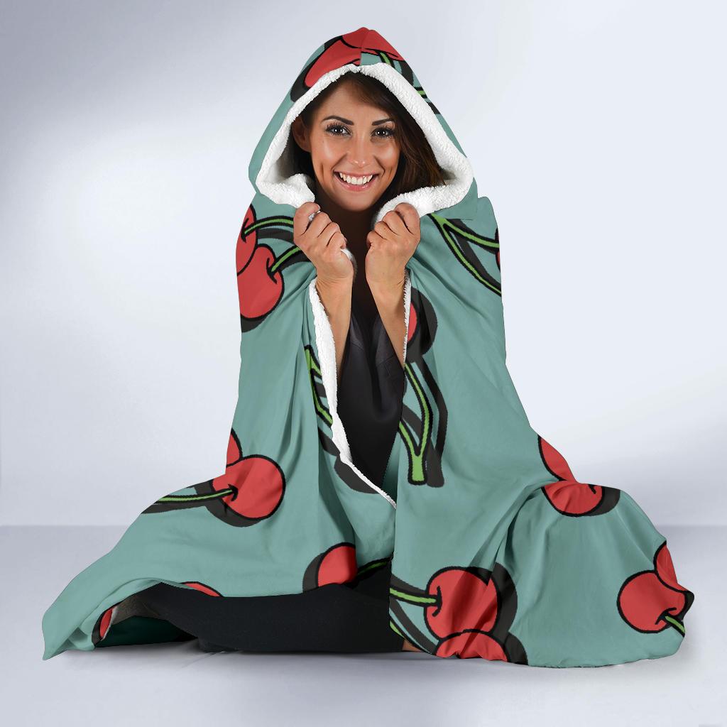 Cherry Pattern Print Design CH03 Hooded Blanket-JORJUNE.COM