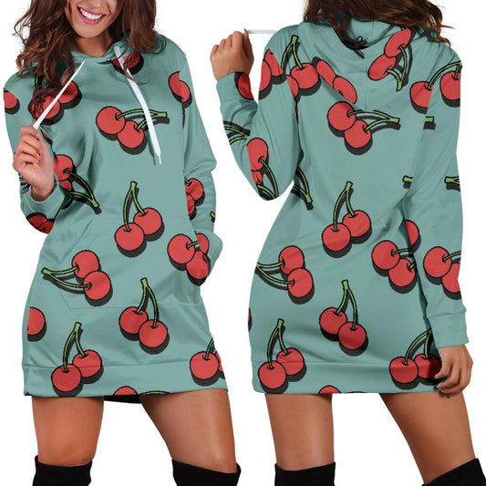Cherry Pattern Print Design CH03 Women Hoodie Dress
