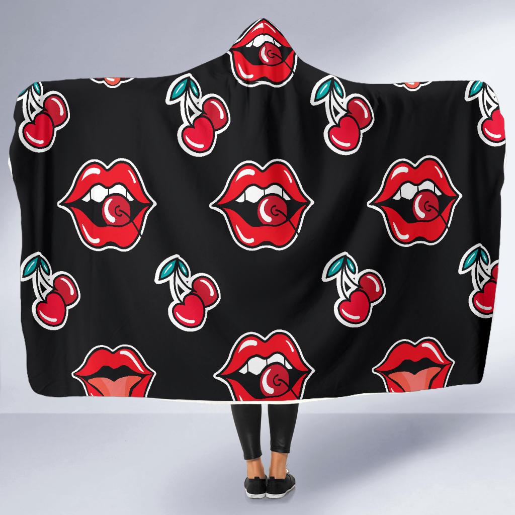 Cherry Pattern Print Design CH04 Hooded Blanket-JORJUNE.COM
