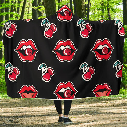 Cherry Pattern Print Design CH04 Hooded Blanket-JORJUNE.COM
