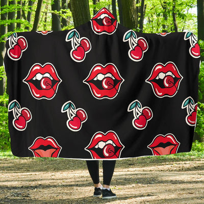 Cherry Pattern Print Design CH04 Hooded Blanket-JORJUNE.COM