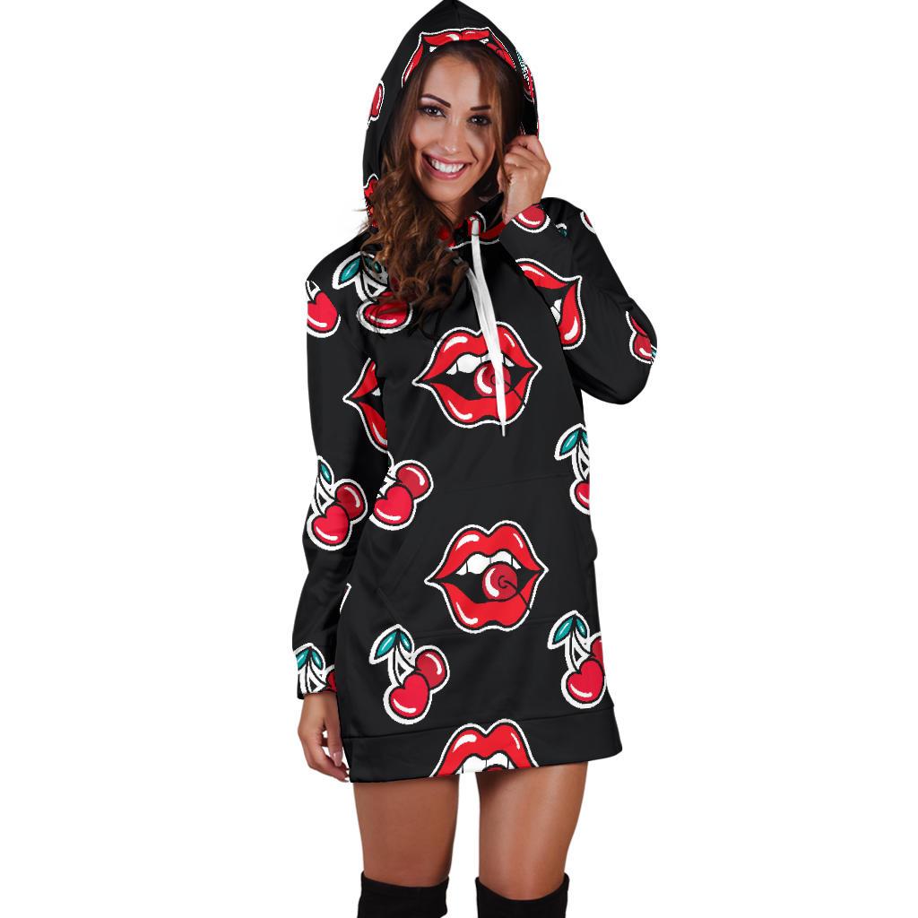 Cherry Pattern Print Design CH04 Women Hoodie Dress