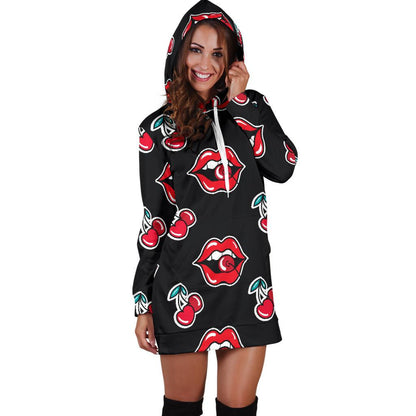 Cherry Pattern Print Design CH04 Women Hoodie Dress
