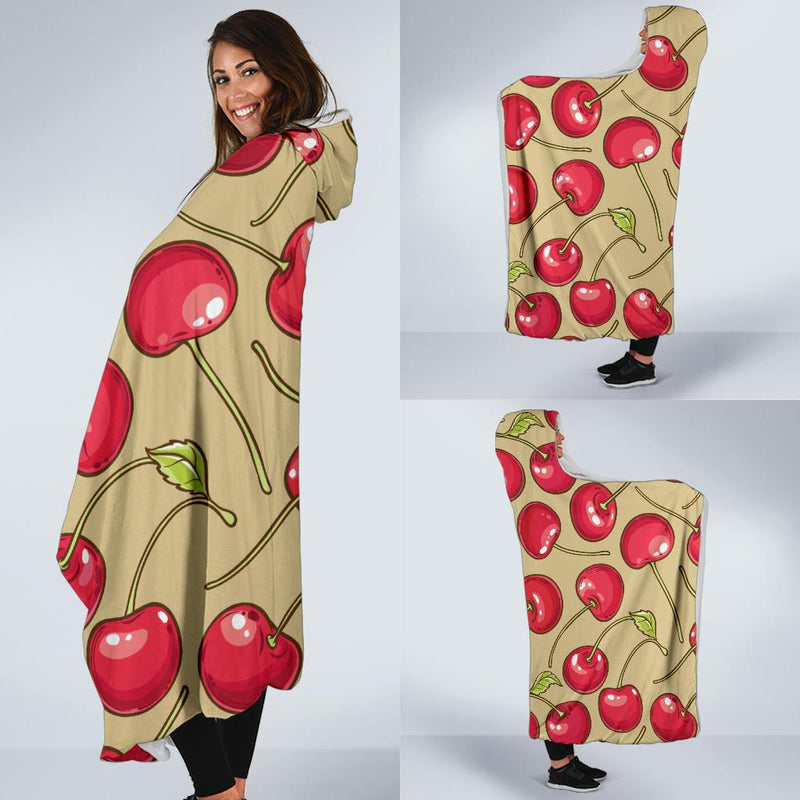 Cherry Pattern Print Design CH05 Hooded Blanket-JORJUNE.COM