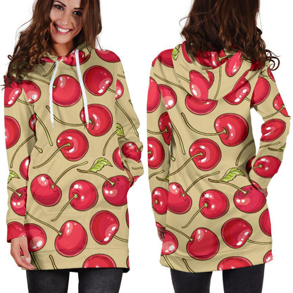 Cherry Pattern Print Design CH05 Women Hoodie Dress
