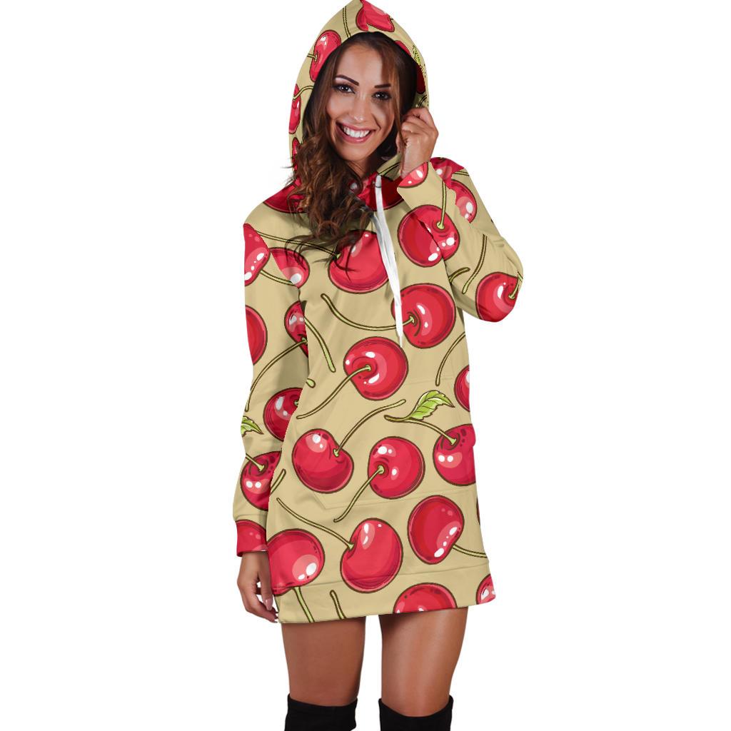 Cherry Pattern Print Design CH05 Women Hoodie Dress