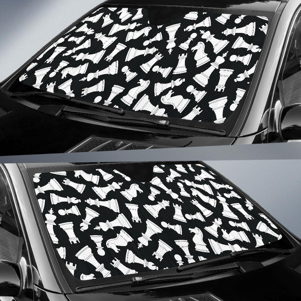 Chess Pattern Print Design 01 Car Sun Shade-JORJUNE.COM