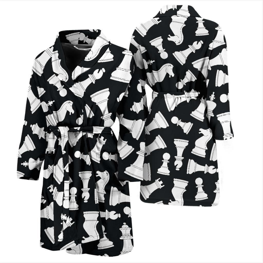 Chess Pattern Print Design 01 Men Bathrobe-JORJUNE.COM