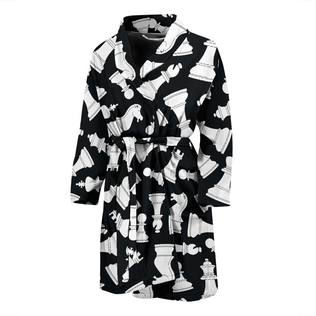 Chess Pattern Print Design 01 Men Bathrobe-JORJUNE.COM