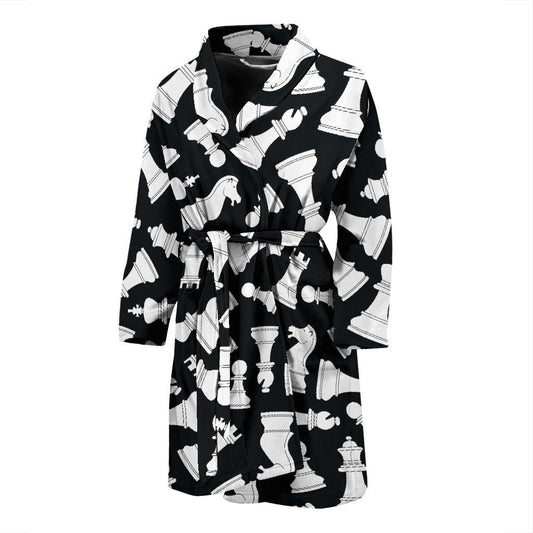 Chess Pattern Print Design 01 Men Bathrobe-JORJUNE.COM