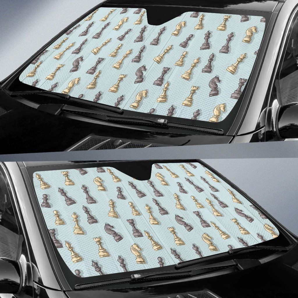 Chess Pattern Print Design 02 Car Sun Shade-JORJUNE.COM