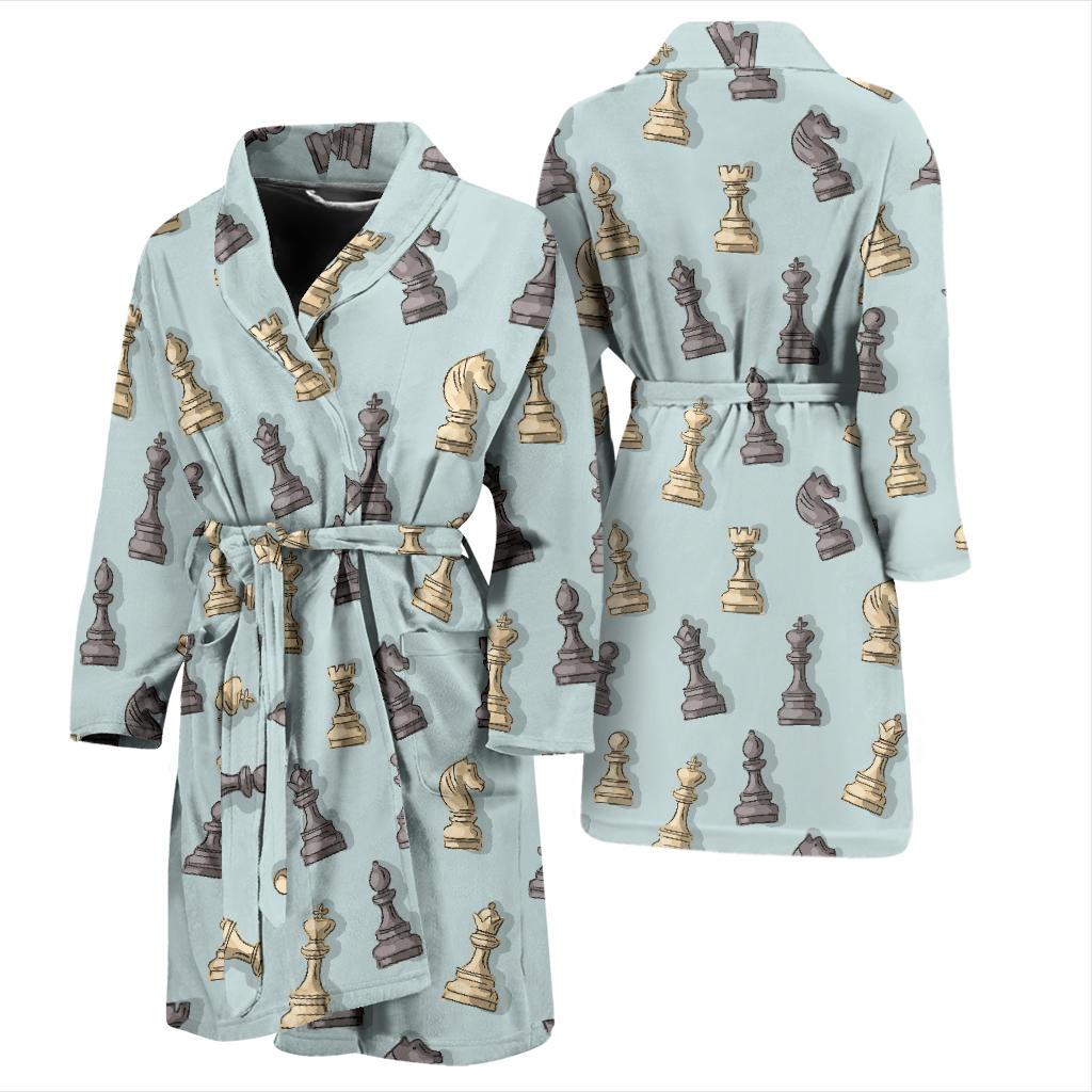 Chess Pattern Print Design 02 Men Bathrobe-JORJUNE.COM