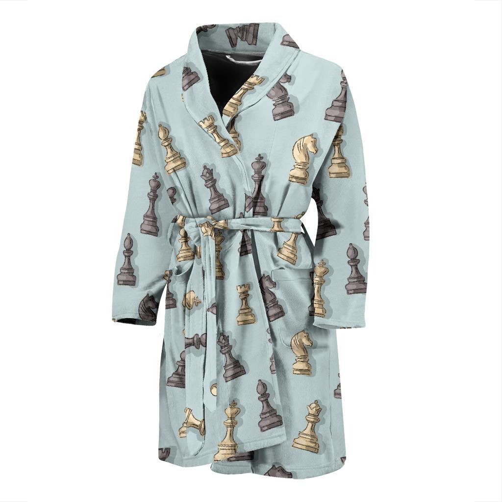 Chess Pattern Print Design 02 Men Bathrobe-JORJUNE.COM