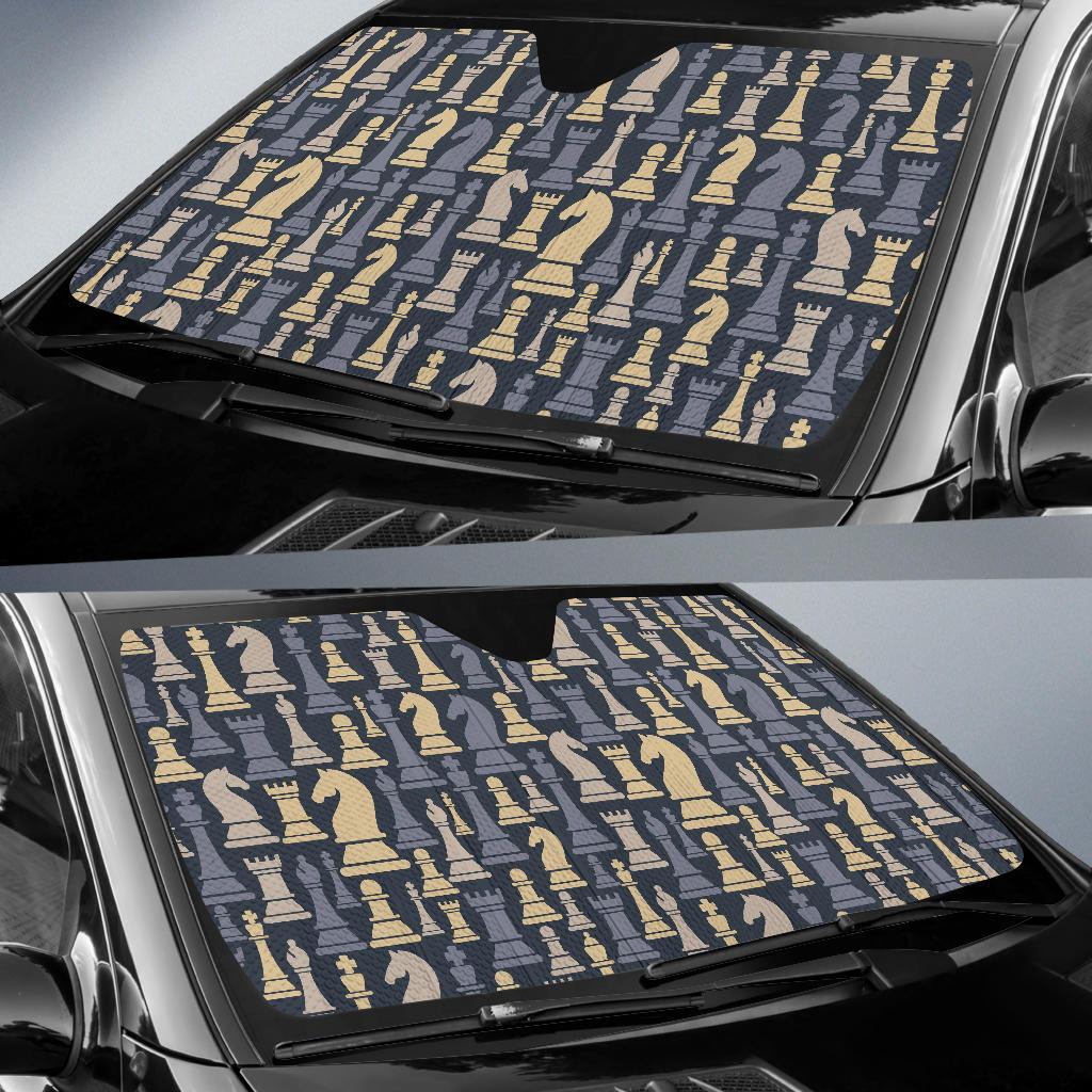 Chess Pattern Print Design 04 Car Sun Shade-JORJUNE.COM