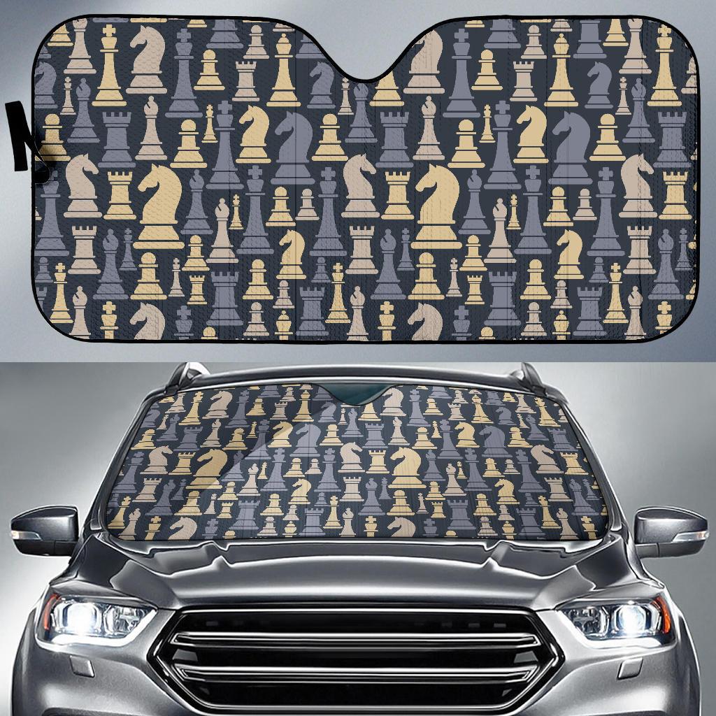 Chess Pattern Print Design 04 Car Sun Shade-JORJUNE.COM