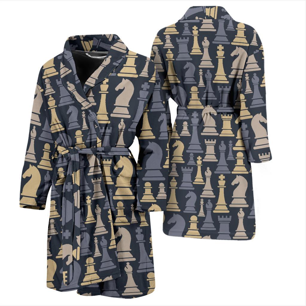 Chess Pattern Print Design 04 Men Bathrobe-JORJUNE.COM