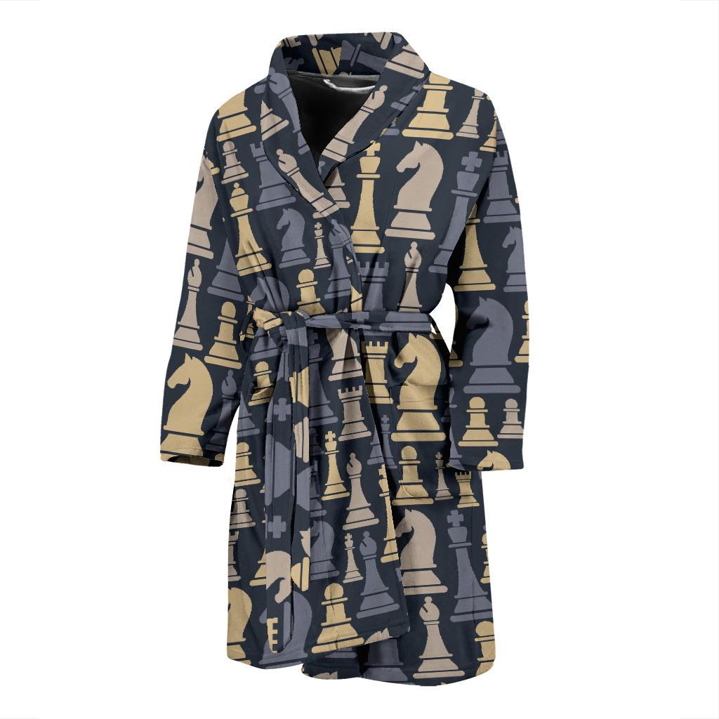 Chess Pattern Print Design 04 Men Bathrobe-JORJUNE.COM