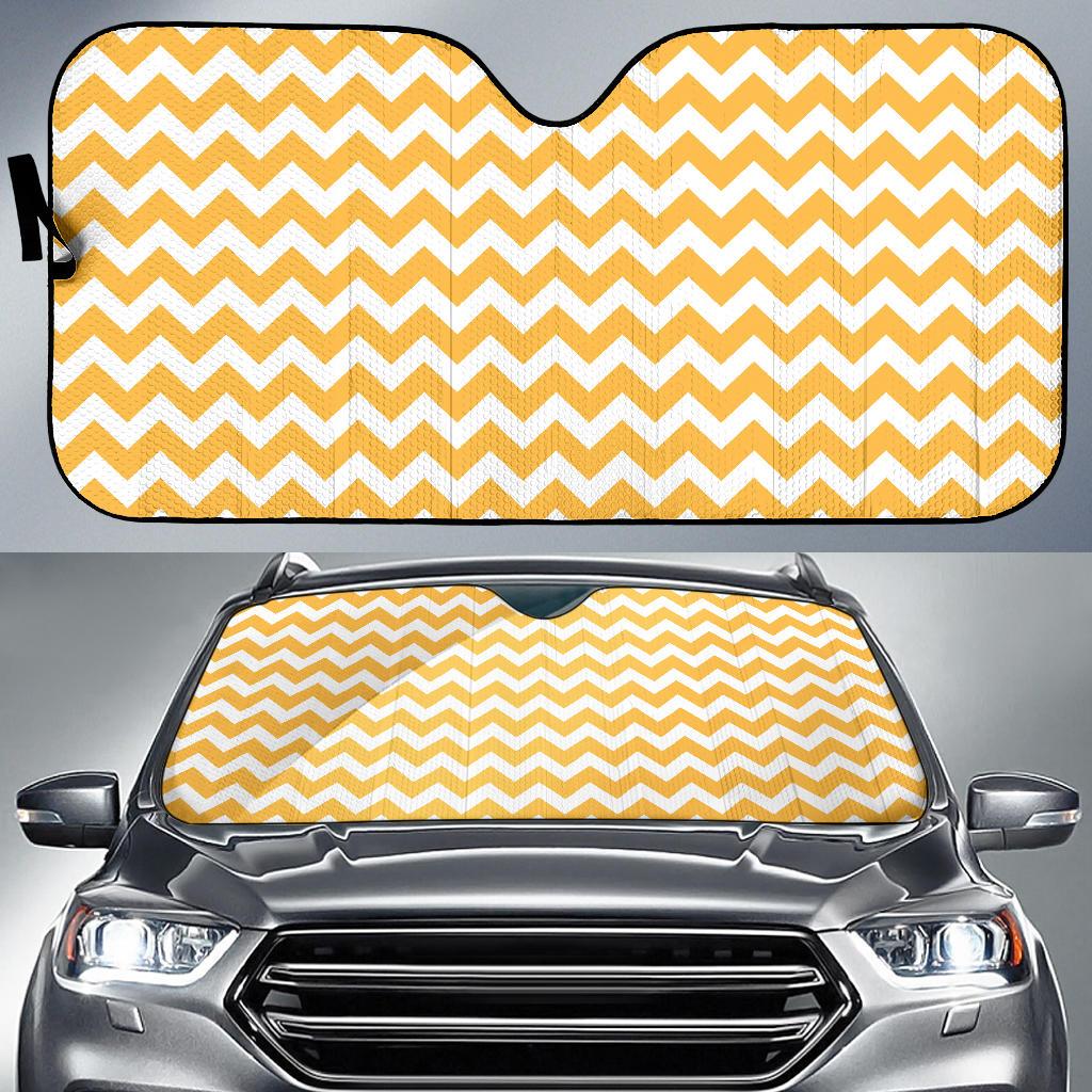 Chevron Orange Pattern Print Design 01 Car Sun Shade-JORJUNE.COM