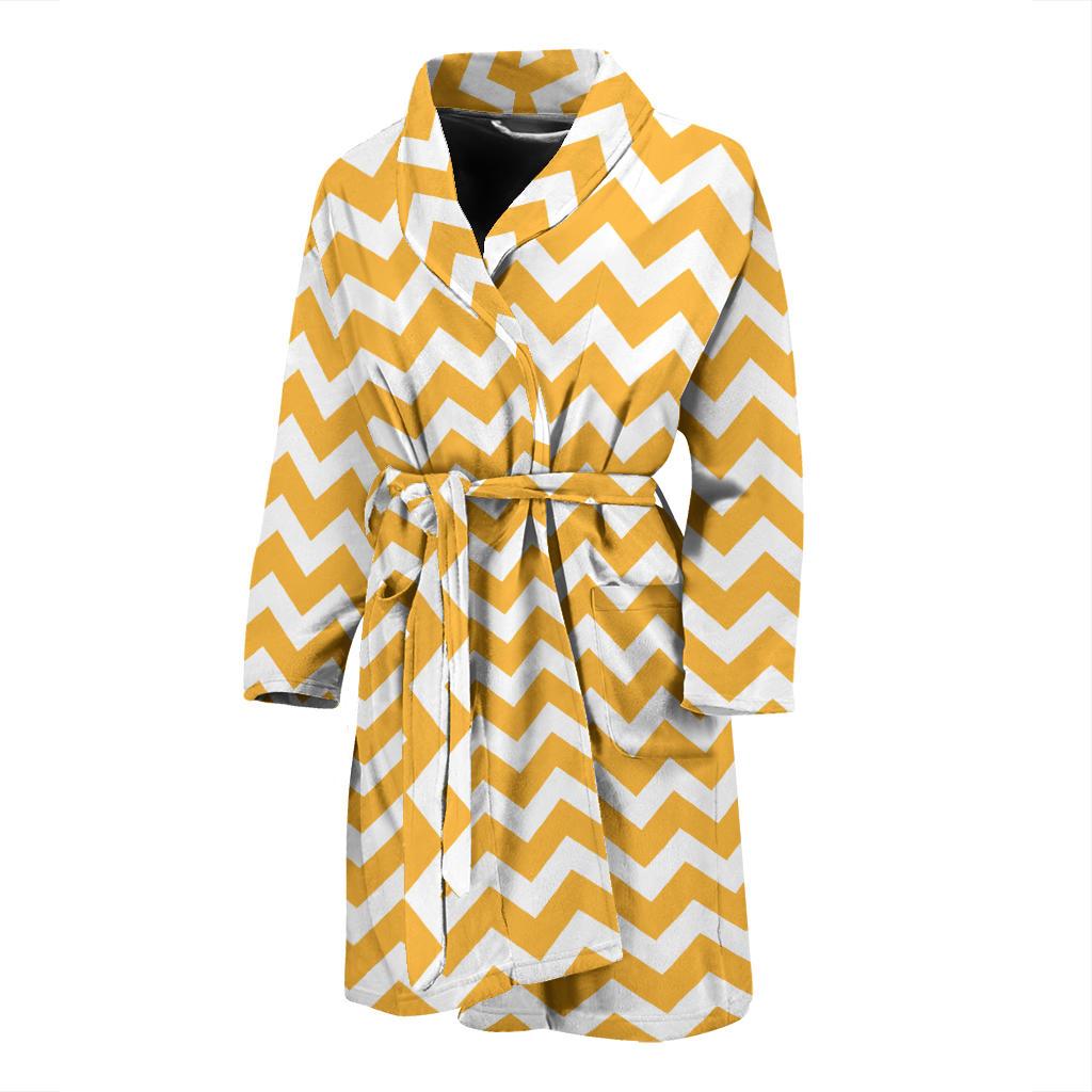 Chevron Orange Pattern Print Design 01 Men Bathrobe-JORJUNE.COM
