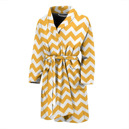 Chevron Orange Pattern Print Design 01 Men Bathrobe-JORJUNE.COM