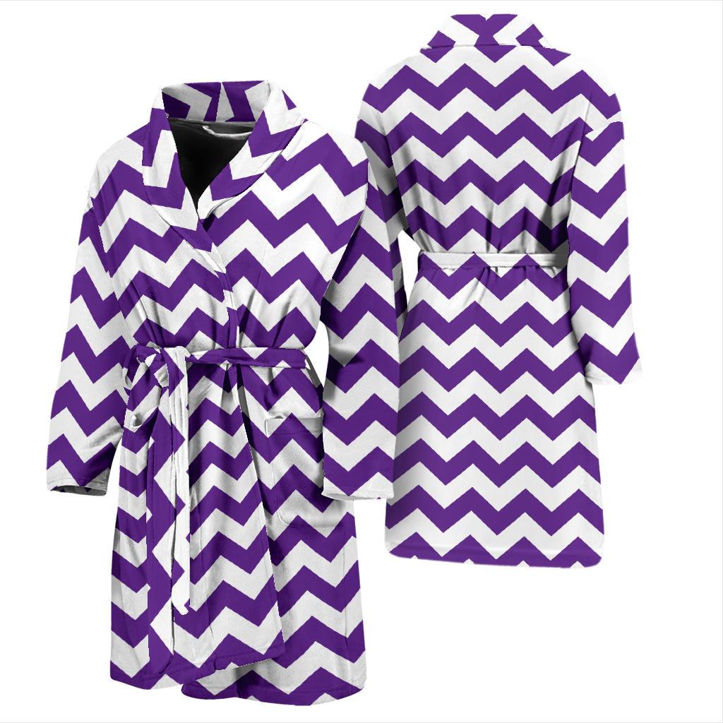 Chevron Purple Pattern Print Design 03 Men Bathrobe-JORJUNE.COM