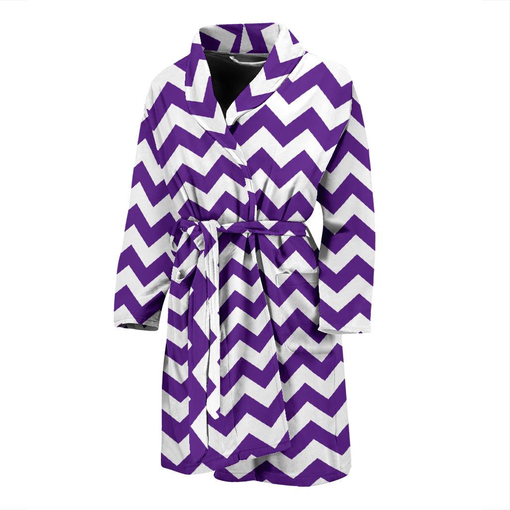 Chevron Purple Pattern Print Design 03 Men Bathrobe-JORJUNE.COM