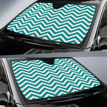 Chevron Teal Pattern Print Design 02 Car Sun Shade-JORJUNE.COM