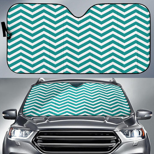 Chevron Teal Pattern Print Design 02 Car Sun Shade-JORJUNE.COM