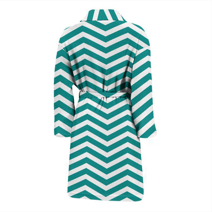Chevron Teal Pattern Print Design 02 Men Bathrobe-JORJUNE.COM
