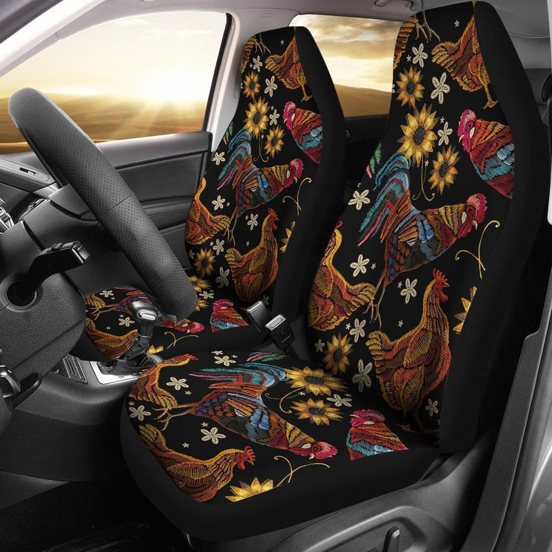 Chicken Embroidery Style Universal Fit Car Seat Covers