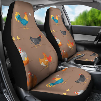 Chicken Happy Print Pattern Universal Fit Car Seat Covers