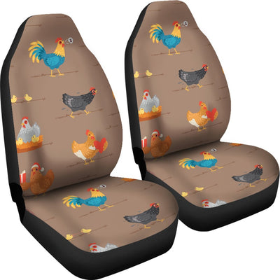 Chicken Happy Print Pattern Universal Fit Car Seat Covers