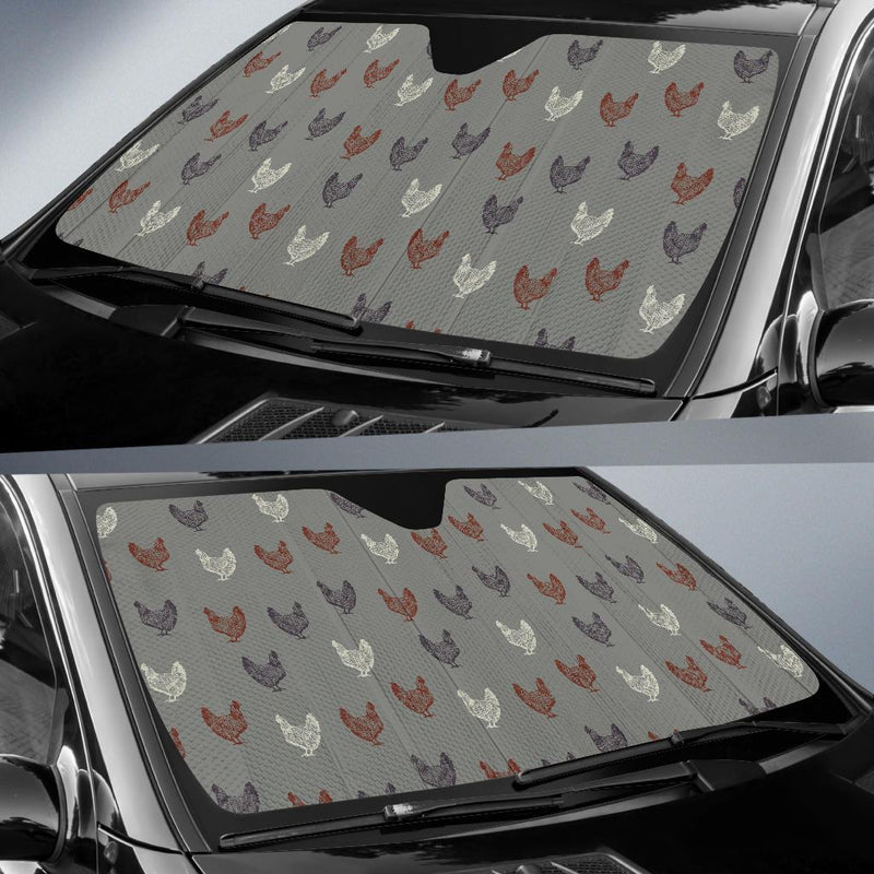 Chicken Pattern Print Design 01 Car Sun Shade-JORJUNE.COM