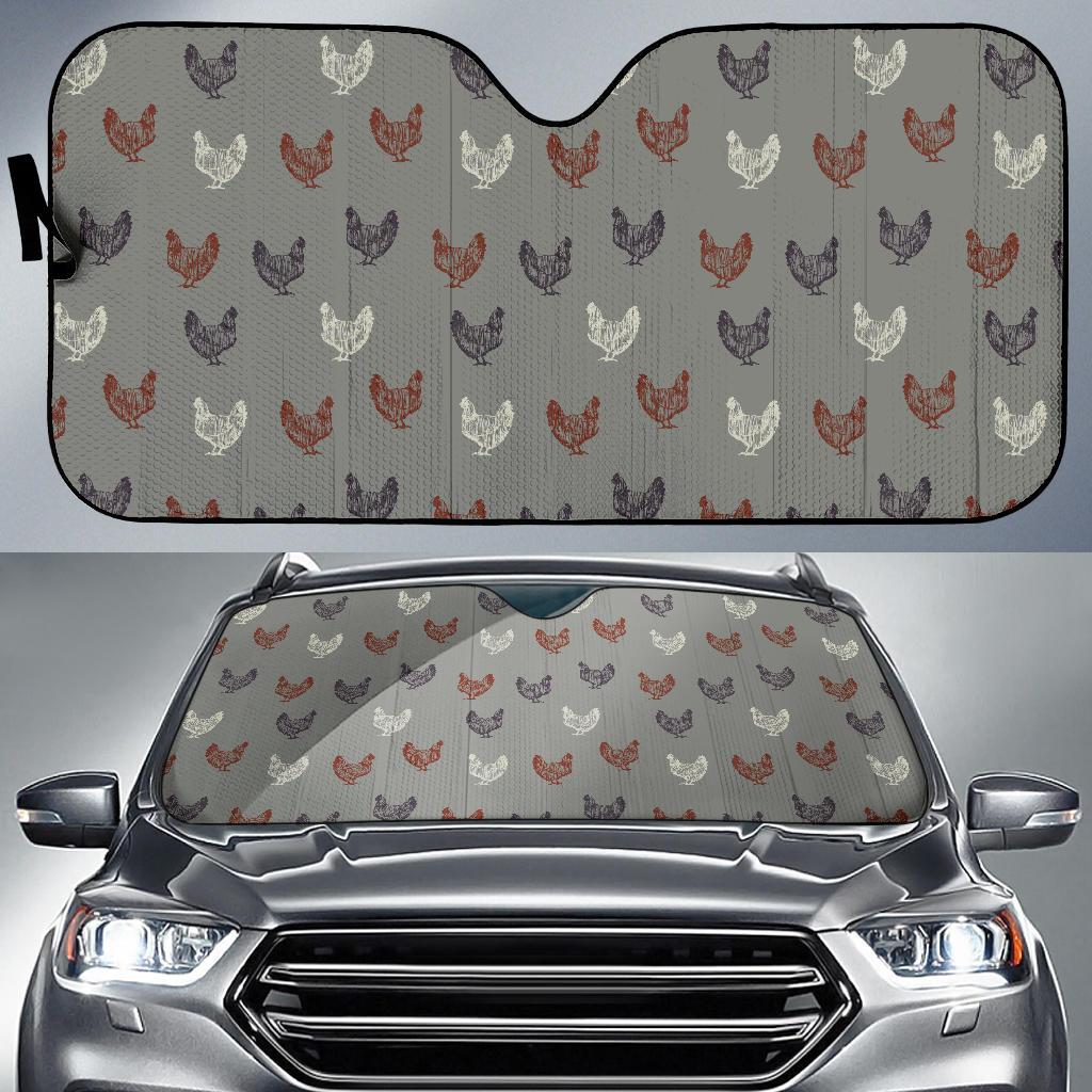 Chicken Pattern Print Design 01 Car Sun Shade-JORJUNE.COM