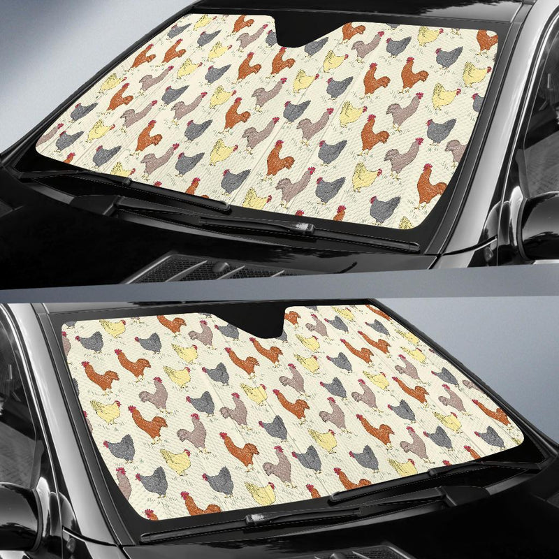 Chicken Pattern Print Design 05 Car Sun Shade-JORJUNE.COM