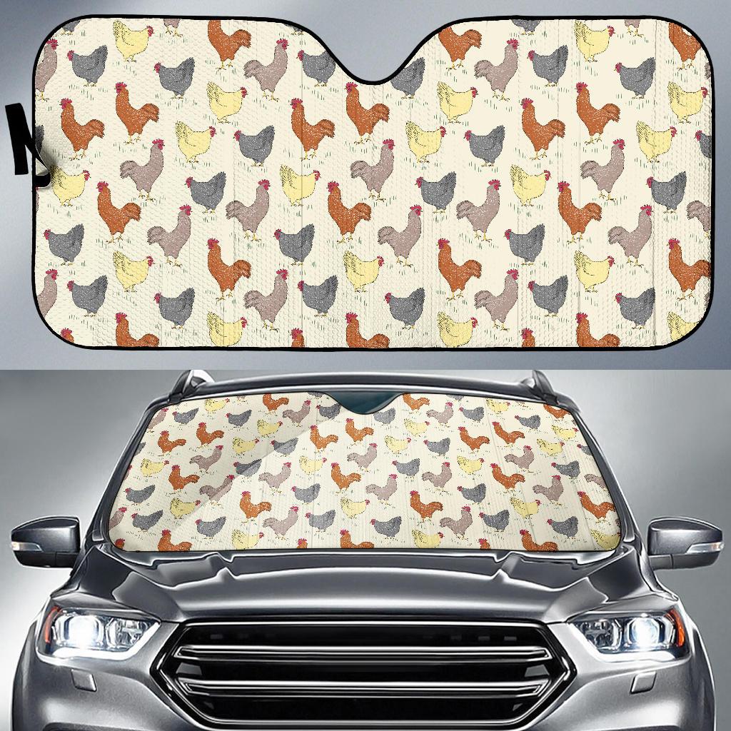 Chicken Pattern Print Design 05 Car Sun Shade-JORJUNE.COM