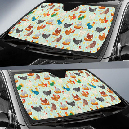 Chicken Pattern Print Design 07 Car Sun Shade-JORJUNE.COM
