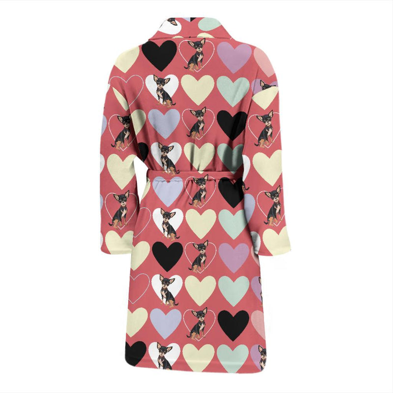 Chihuahua Pattern Print Design 01 Men Bathrobe-JORJUNE.COM