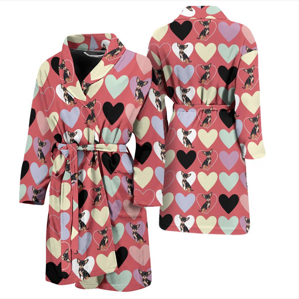 Chihuahua Pattern Print Design 01 Men Bathrobe-JORJUNE.COM