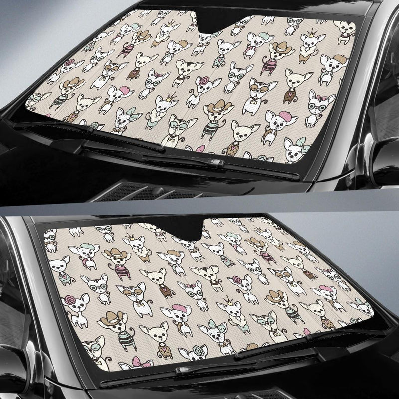 Chihuahua Pattern Print Design 02 Car Sun Shade-JORJUNE.COM