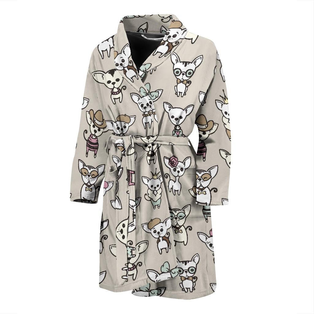 Chihuahua Pattern Print Design 02 Men Bathrobe-JORJUNE.COM