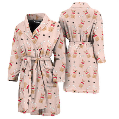 Chihuahua Pattern Print Design 04 Men Bathrobe-JORJUNE.COM