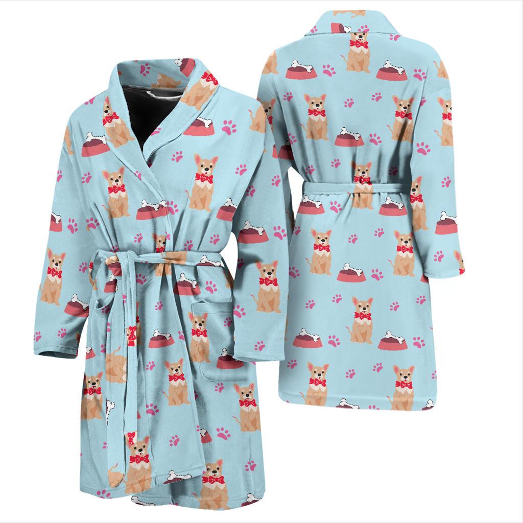 Chihuahua Pattern Print Design 05 Men Bathrobe-JORJUNE.COM