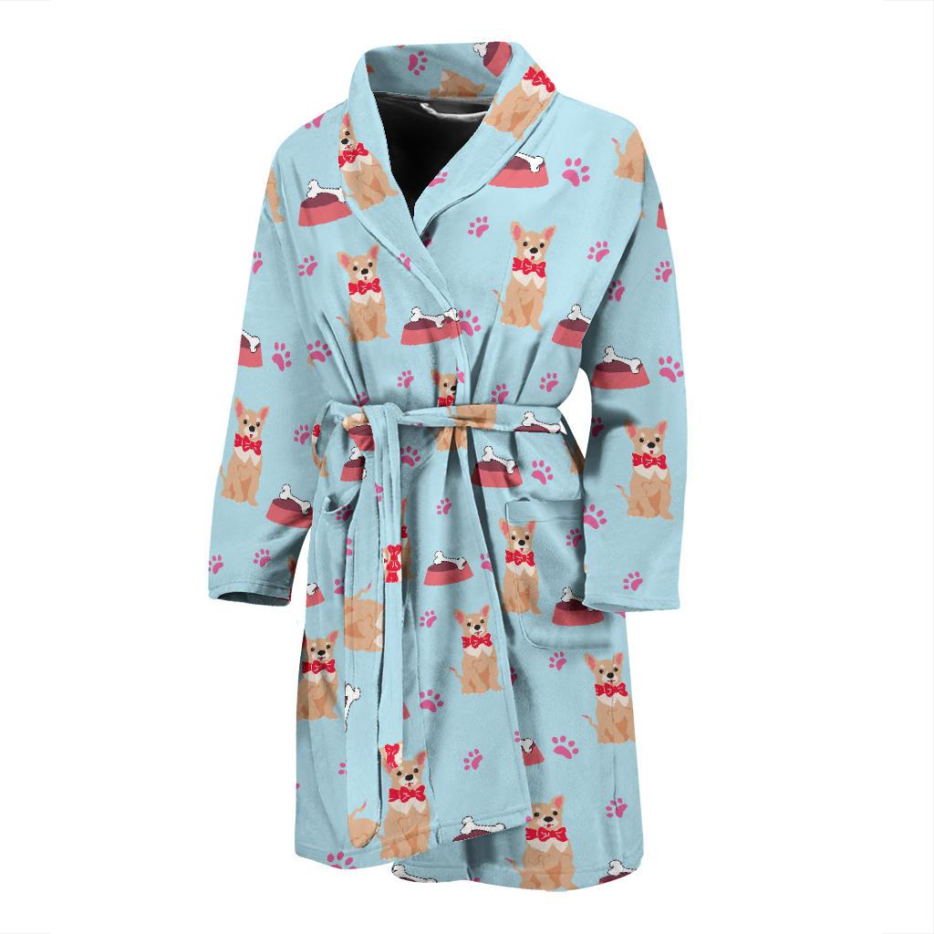 Chihuahua Pattern Print Design 05 Men Bathrobe-JORJUNE.COM