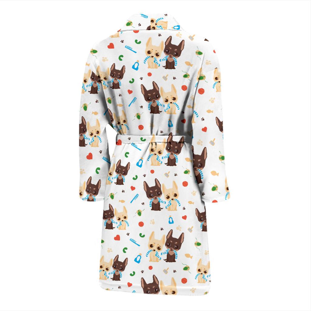 Chihuahua Pattern Print Design 06 Men Bathrobe-JORJUNE.COM